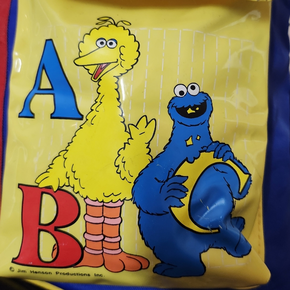 Vintage Sesame Street "Big Bird Cookie Monster Multi Color Draw String Backpack - Picture 8 of 9